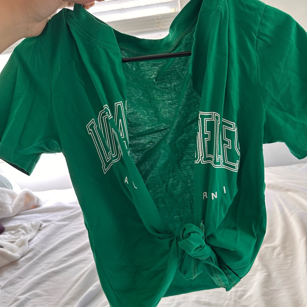 Green Graphic Tie-Front T-Shirt